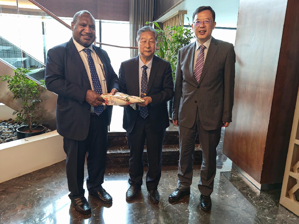 Ambassador Zeng Fanhua attended the meeting between Prime Minister Marape and Professor Lin Zhanhui of Papua New Guinea